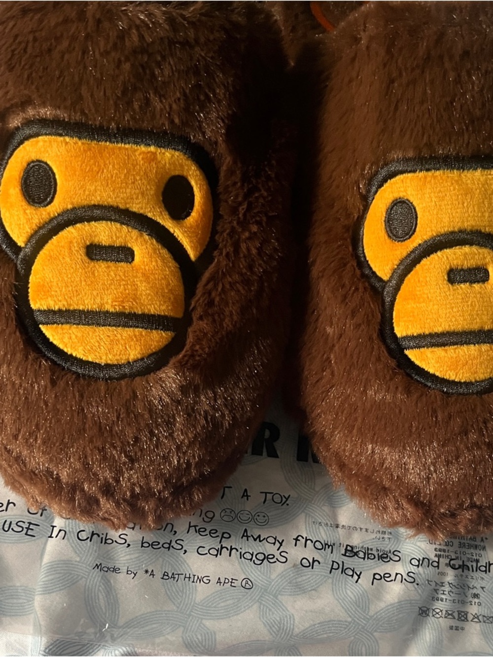 A Bathing Ape Brown Baby Milo Slippers - Brown & Yellow